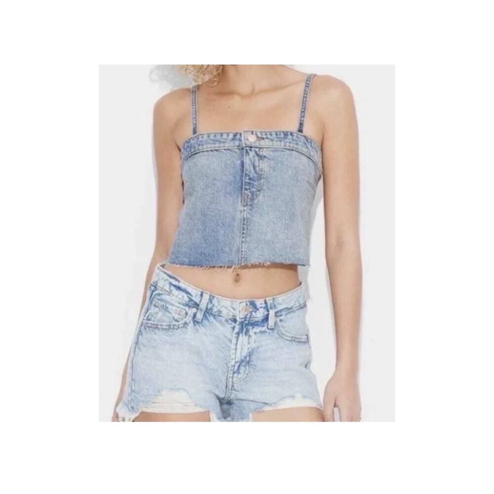 Wild Fable Women's Reworked Cropped Denim Tank Top Size X-Small Cotton Blend